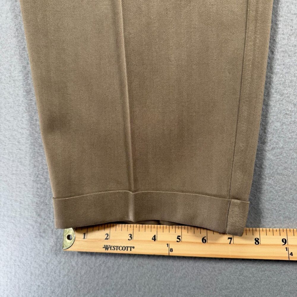 Tommy Bahama Relax Silk Pants Mens 36 Brown Pleated Lightweight Formal Cuffed - Picture 7 of 13
